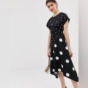 Warehouse Black and White High Low Dress